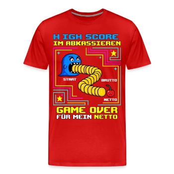 High Score Im Abkassieren - Männer Premium Bio T-Shirt - Rot - Vorne - Damien (186cm)