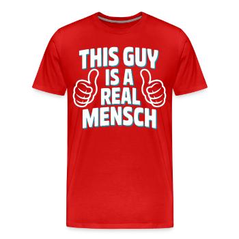 This Guy Is A Real Man T-Shirt - Men's Premium Organic T-Shirt - red - Front - Damien (186cm)