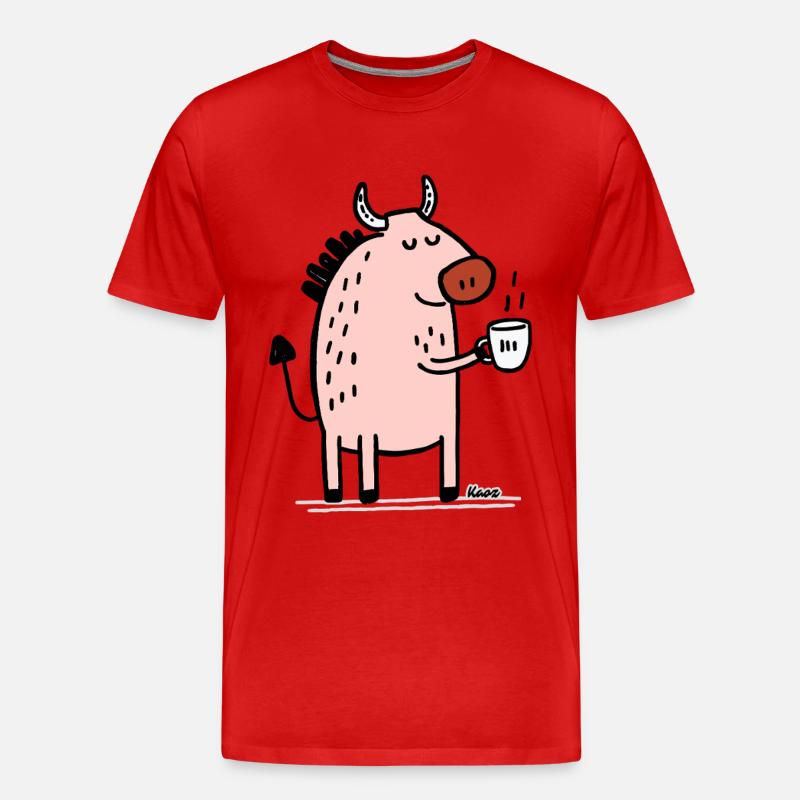 Animale Rosa con Corno e Coppa - Maglietta ecologica premium da uomo - rosso