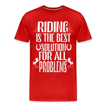 Horse riding is the best solution to all problems. - Men's Premium Organic T-Shirt - red - Front - Damien (186cm)