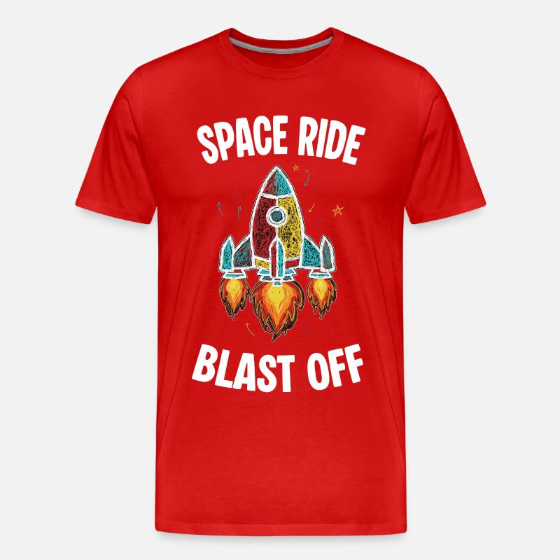 Fusée Espace Retro Scribble Blast Off - T-shirt bio Premium Homme - rouge