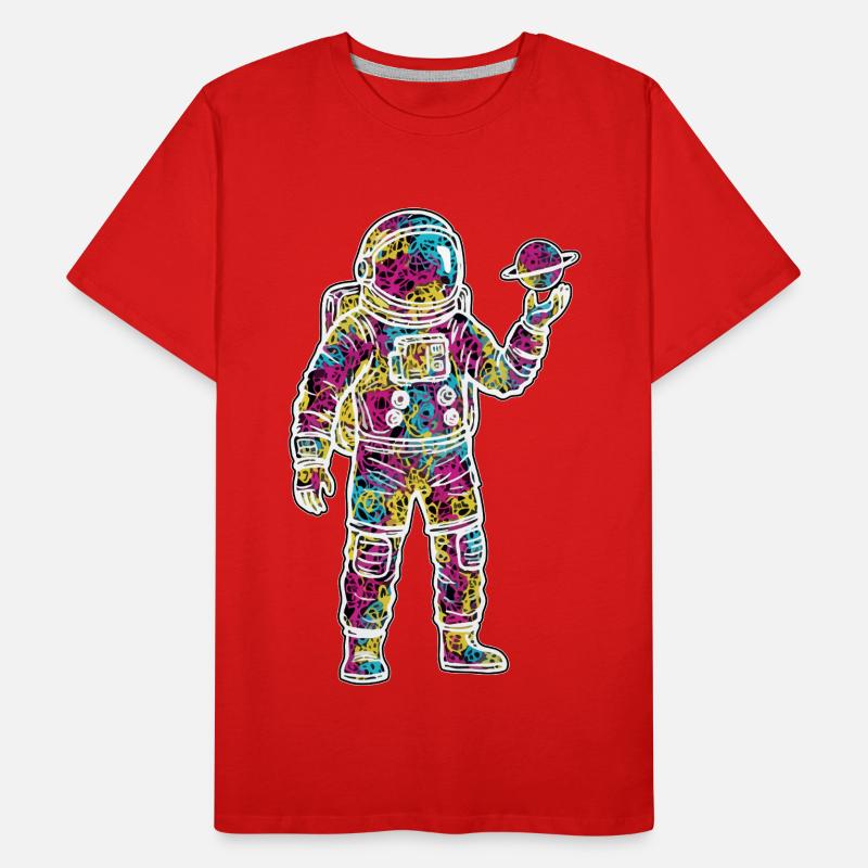 Space Astronaut Scribble Planet Scribbles Men's Premium Organic T-Shirt