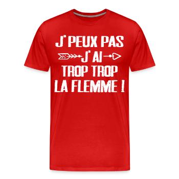 J'peux Pas J'ai trop trop La Flemme - T-shirt bio Premium Homme - rouge - Devant - Damien (186cm)