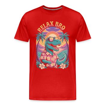 Relax Bro Dino Shirt – Summer Vibes - Men's Premium Organic T-Shirt - red - Front - Damien (186cm)