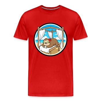 Beach Spa Sloth Animal Relaxing Art - Men's Premium Organic T-Shirt - red - Front - Damien (186cm)