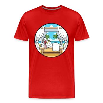 Beach Spa Bunny Rabbit Relaxing Art - Men's Premium Organic T-Shirt - red - Front - Damien (186cm)