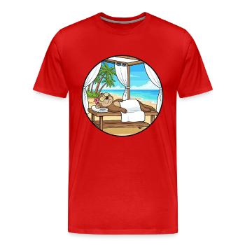Beach Spa Monkey Ape Relaxing Art - Men's Premium Organic T-Shirt - red - Front - Damien (186cm)