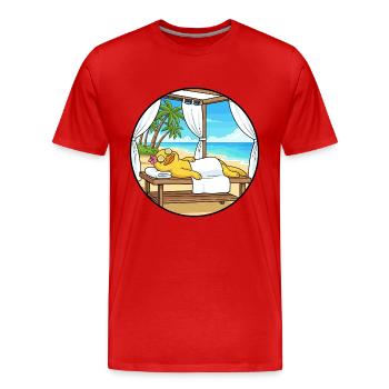 Beach Spa Duck Bird Relaxing Art - Men's Premium Organic T-Shirt - red - Front - Damien (186cm)