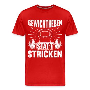 WEIGHTLIFTING INSTEAD OF KNITTING Fun - Men's Premium Organic T-Shirt - red - Front - Damien (186cm)
