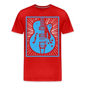 Retro-Gitarren-Silhouette - Männer Premium Bio T-Shirt - Rot - Vorne - Damien (186cm)