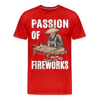 Passion Of Fireworks - Men's Premium Organic T-Shirt - red - Front - Damien (186cm)
