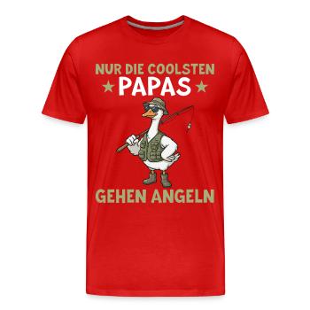 Angler Papa Goose: Funny Fishing Father's Day - Men's Premium Organic T-Shirt - red - Front - Damien (186cm)