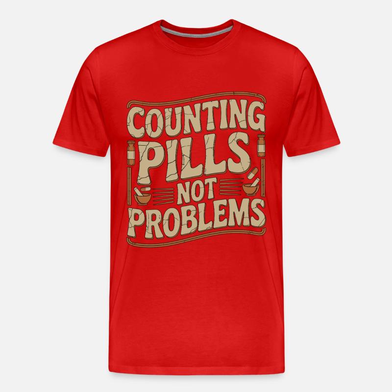 Pharmacist Student Counting Pills Pharmacy Trainee - Männer Premium Bio T-Shirt - Rot