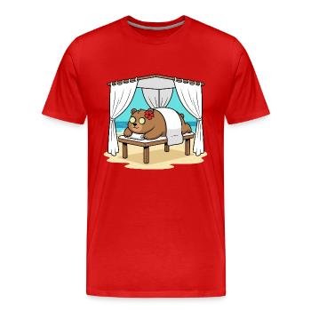Strandspa, Bärentier, entspannende Kunst - Männer Premium Bio T-Shirt - Rot - Vorne - Damien (186cm)