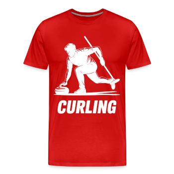 Silhouette d’action d’athlète Homme Curling - T-shirt bio Premium Homme - rouge - Devant - Damien (186cm)