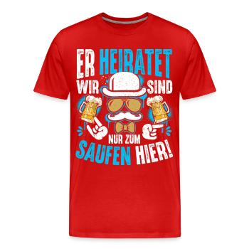 T-shirt de fête de garçon Hommes Grondement de fête de garçon - T-shirt bio Premium Homme - rouge - Devant - Damien (186cm)