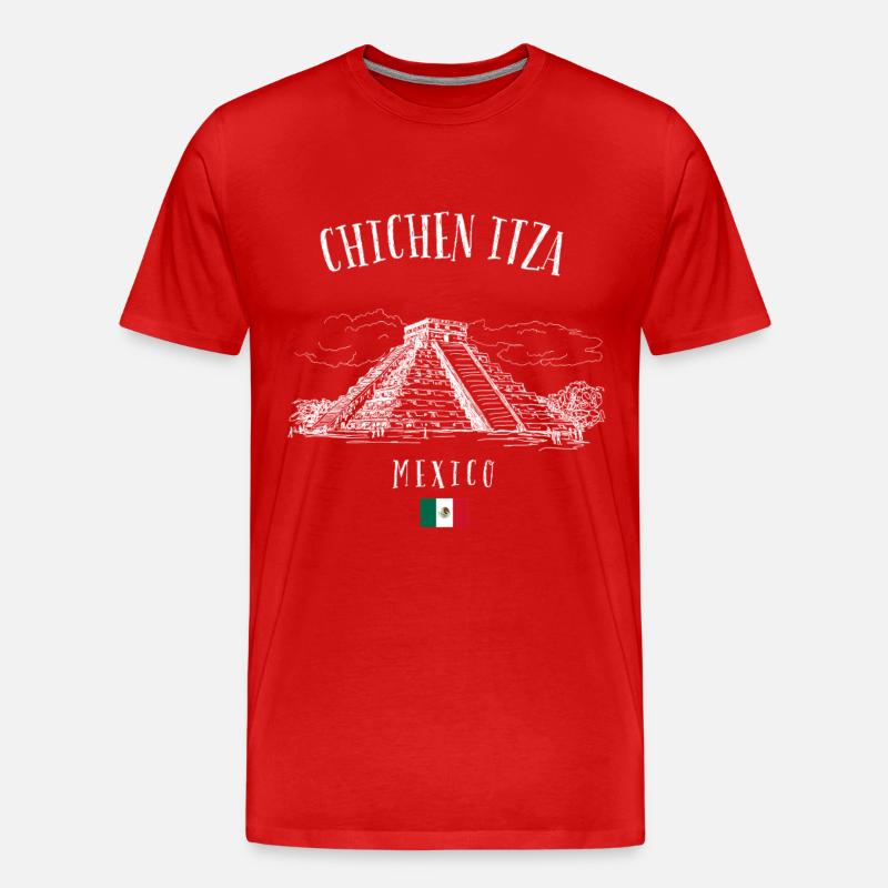 Chichen Itza Pyramide Mexiko - Männer Premium Bio T-Shirt - Rot