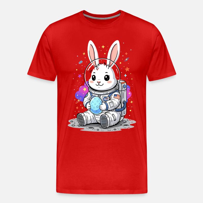Astronaut Easter Bunny Space - Men's Premium Organic T-Shirt - red