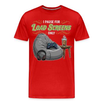 Gaming Humor Quote Pause Load Screens - Men's Premium Organic T-Shirt - red - Front - Damien (186cm)