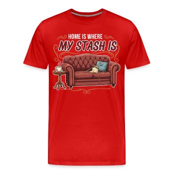 Tricot Crochet Humour Home Is Where My Stash Is - T-shirt bio Premium Homme - rouge - Devant - Damien (186cm)