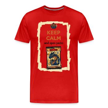 Pack de cartes à collectionner Keep Calm And Open - T-shirt bio Premium Homme - rouge - Devant - Damien (186cm)