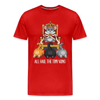 Winziger Mäusekönig Katzen Cartoon - Männer Premium Bio T-Shirt - Rot - Vorne - Damien (186cm)