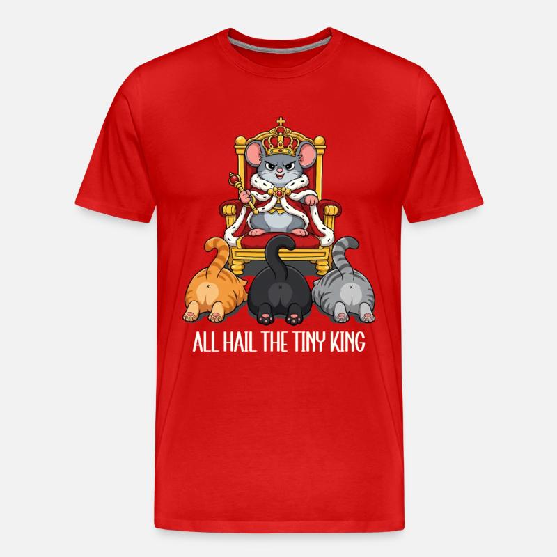 Winziger Mäusekönig Katzen Cartoon - Männer Premium Bio T-Shirt - Rot