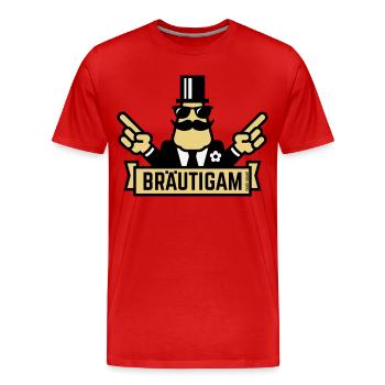 Concours de la main du marié (enterrement de vie de garçon / enterrement de vie de garçon / 3C) - T-shirt bio Premium Homme - rouge - Devant - Damien (186cm)
