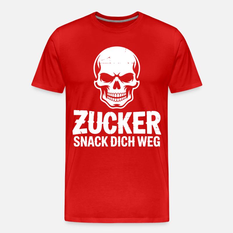 Zucker Schädel Snack Dich Weg - Männer Premium Bio T-Shirt - Rot