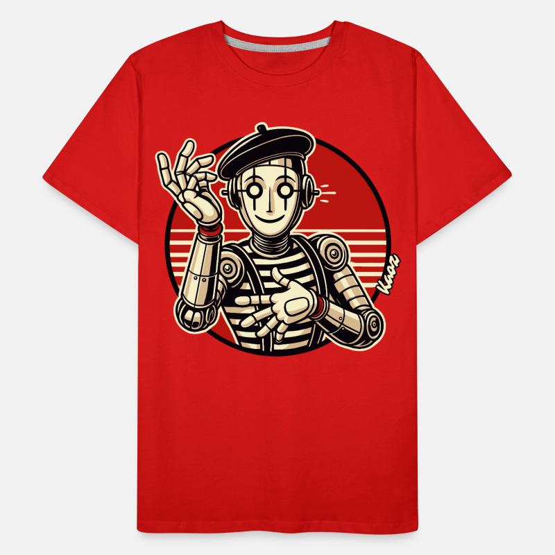 Retro Robot Pantomime with Beret in Comic Style Men's Premium Organic T-Shirt