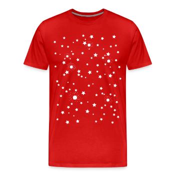 Étoiles spatiales du ciel étoilé - T-shirt bio Premium Homme - rouge - Devant - Damien (186cm)
