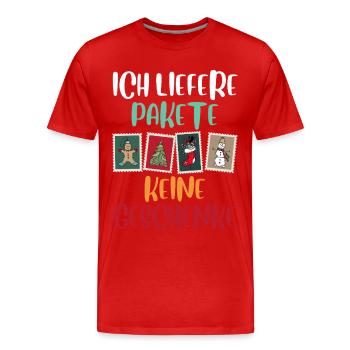 Weihnachten LIEFERE PAKETE KEINE GESCHENKE - Männer Premium Bio T-Shirt - Rot - Vorne - Damien (186cm)