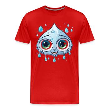 Kawaii Wassertropfen Motiv - Männer Premium Bio T-Shirt - Rot - Vorne - Damien (186cm)