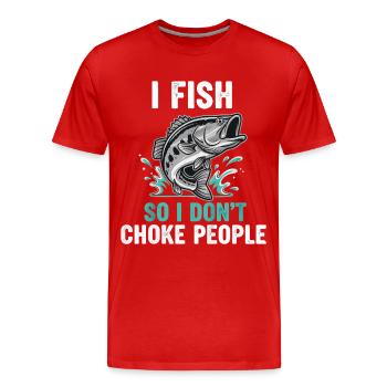 Je pêche pour ne pas étouffer les gens en pêchant - T-shirt bio Premium Homme - rouge - Devant - Damien (186cm)