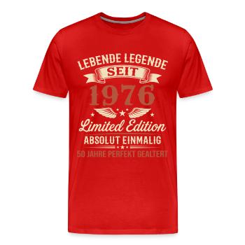 50e anniversaire Legend Vintage Gift 1976 - T-shirt bio Premium Homme - rouge - Devant - Damien (186cm)