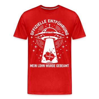 Enlèvement officiel État OVNI Officiel Mon salaire - T-shirt bio Premium Homme - rouge - Devant - Damien (186cm)