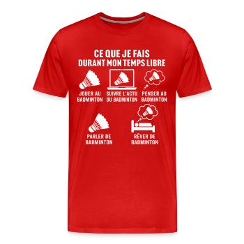 jouer au badminton - T-shirt bio Premium Homme - rouge - Devant - Damien (186cm)