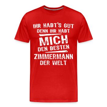 Zimmermann - Männer Premium Bio T-Shirt - Rot - Vorne - Damien (186cm)