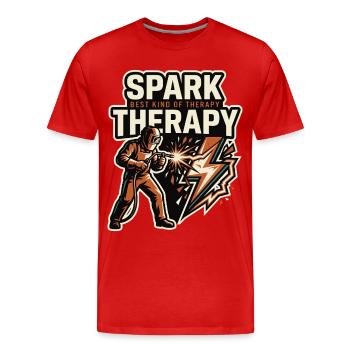 Spark Therapy Schweißen Funken Motiv - Männer Premium Bio T-Shirt - Rot - Vorne - Damien (186cm)