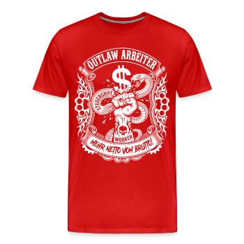 Outlaw Arbeiter Faust Zerquetscht Steuer Schlange - Männer Premium Bio T-Shirt - Rot - Vorne - Damien (186cm)