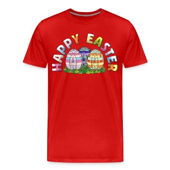 Joyeuses Pâques Constructeur de Briques Briques Œufs de Pâques - T-shirt bio Premium Homme - rouge - Devant - Damien (186cm)