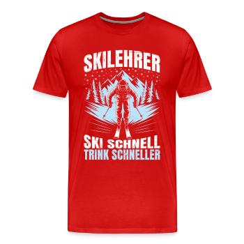 Après SKI INSTRUCTOR SKI FAST DRINK FASTER FUN - Men's Premium Organic T-Shirt - red - Front - Damien (186cm)