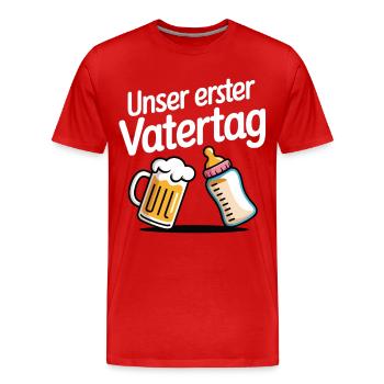 Our First Father's Day T-Shirt Birth Dad - Men's Premium Organic T-Shirt - red - Front - Damien (186cm)