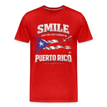 Just Landed In Puerto Rico Boricua - Men's Premium Organic T-Shirt - red - Front - Damien (186cm)