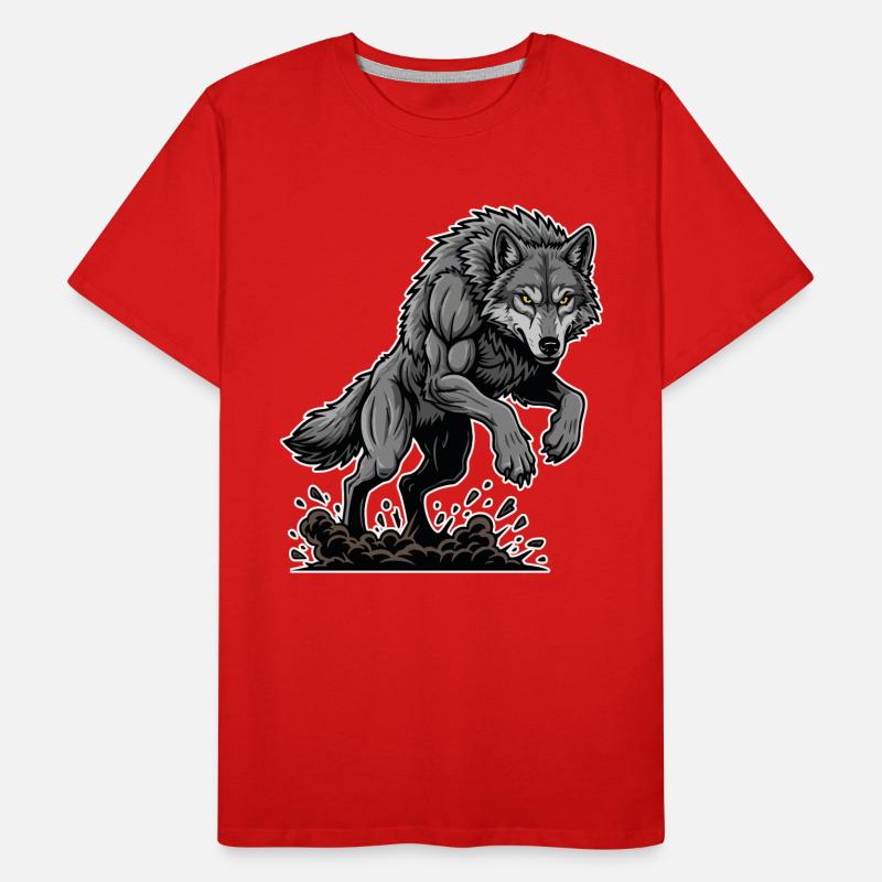 Werwolf Mighty Racing Maskottchen Wolf Männer Premium Bio T-Shirt