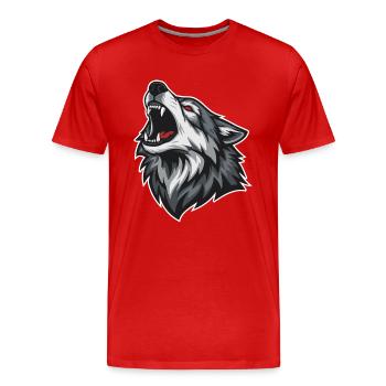 Wild Wolf Heult Rotaugen-Maskottchen Wolf Maskottchen - Männer Premium Bio T-Shirt - Rot - Vorne - Damien (186cm)