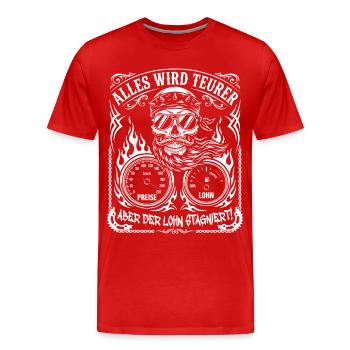Tout devient plus cher, mais les salaires stagnent - T-shirt bio Premium Homme - rouge - Devant - Damien (186cm)