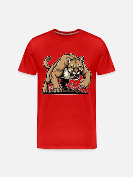 Cougar Mountain Lion Wild Mascot - Men's Premium Organic T-Shirt - red
