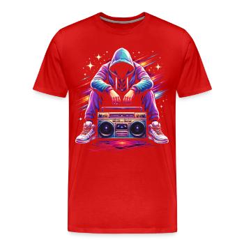 Retro 80er Boombox Illustration - Männer Premium Bio T-Shirt - Rot - Vorne - Damien (186cm)
