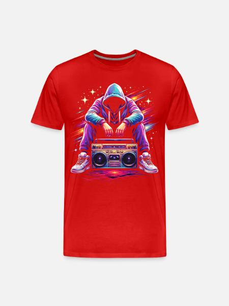 Retro 80s Boombox Illustration - Men's Premium Organic T-Shirt - red